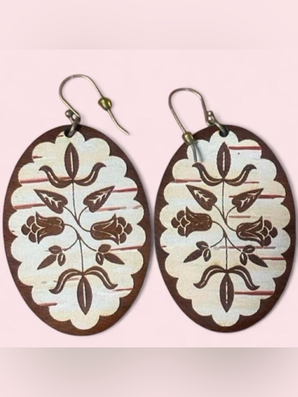 Wooden Oval Earrings
